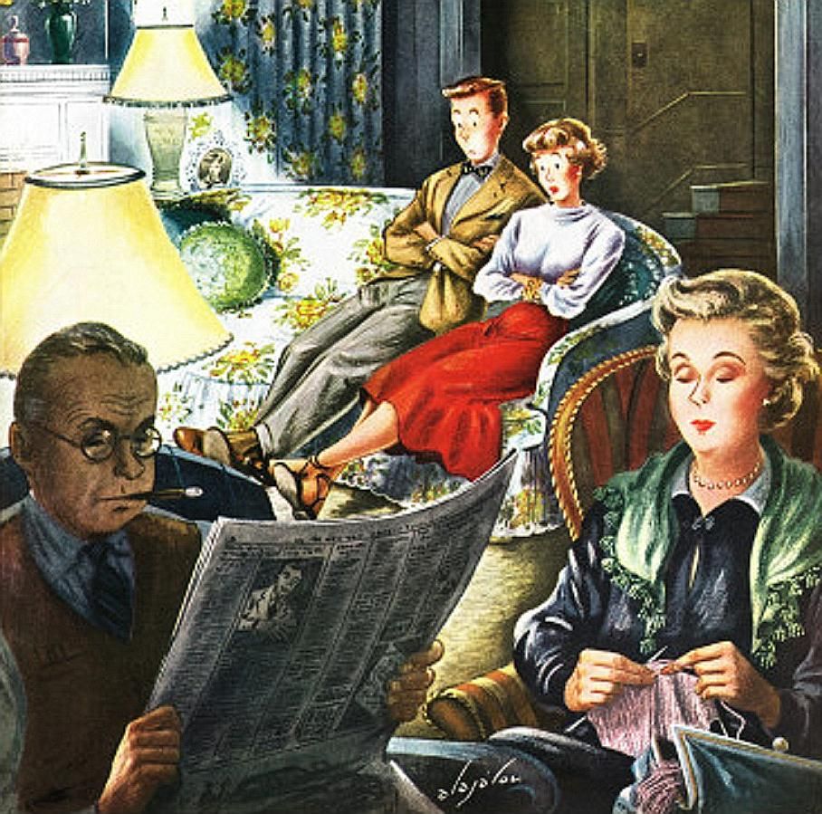 TV Date, October 1, 1949. by Alajalov Constantin (1900-1987)
