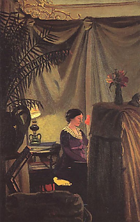 Felix Vallotton, Gabrielle Vallotton (wife) at the Piano, 1904
