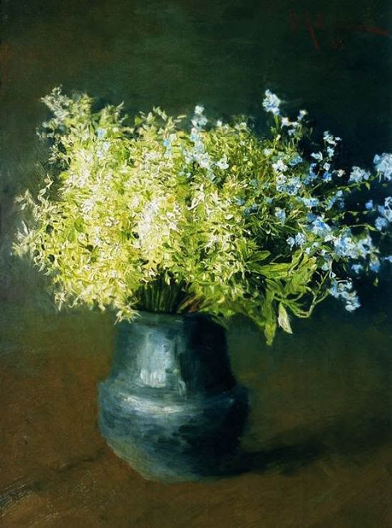 Levitan. Violets and Forget-me-nots 1889 Лесные фиалки и незабудки., Isaac Ilyich Levitan (1860-1900)