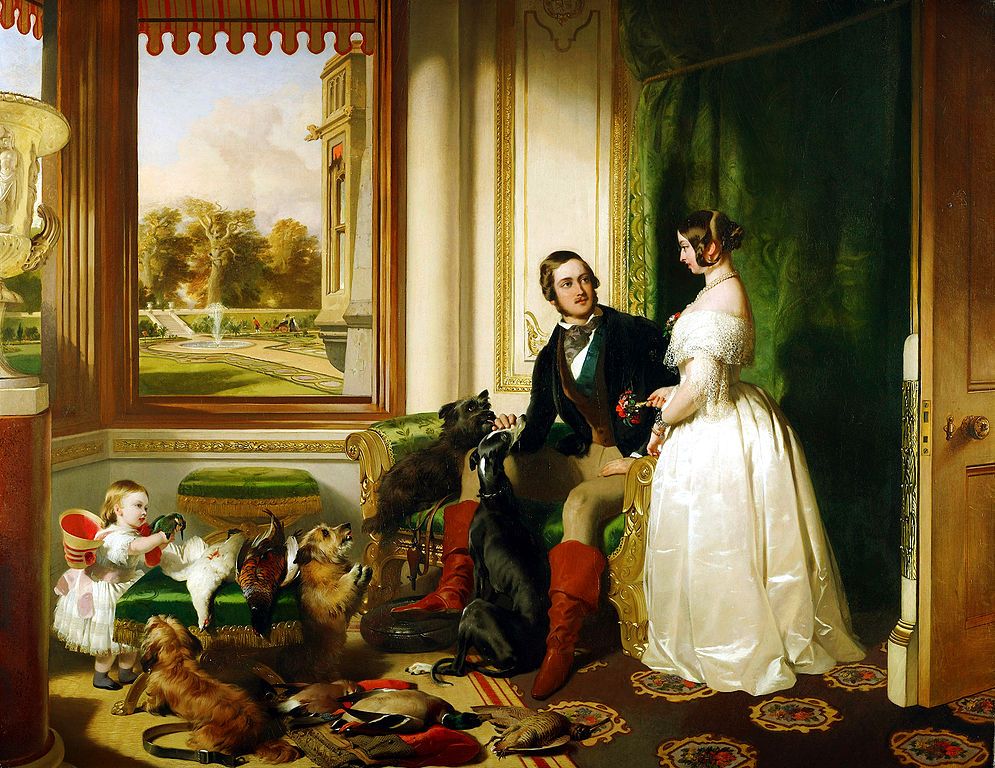 Windsor Castle in Modern Times, 1840-43 This painting shows Queen Victoria and Prince Albert at home at Windsor Castle in Berkshire, England, by Sir Edwin Landseer_(1802 – 1873)
