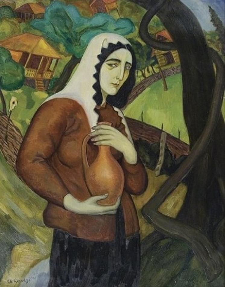 Guria. Gurian woman with a Jar, 1921, by Shalva Kikodze (1894-1921).