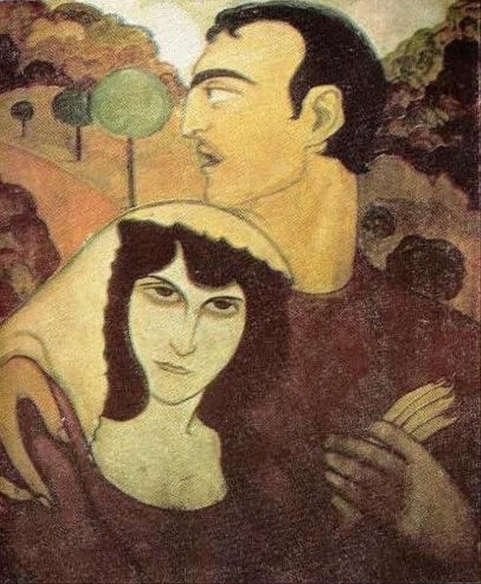 Young couple, 1921,Self-portrait.,1920, by Shalva Kikodze (1894-1921)